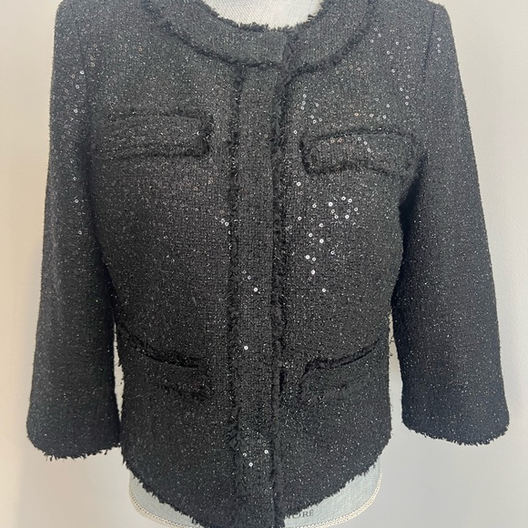 MICHAEL KORS BLACK SEQUIN BLAZER (SIZE: 6) - Picture 2 of 5